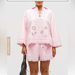 EUC OROTON Tablecloth Lace Top and Short Set in ballet pink shorts size 6 top 8